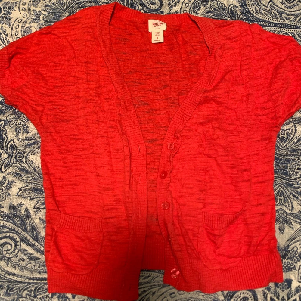 Red cardigan